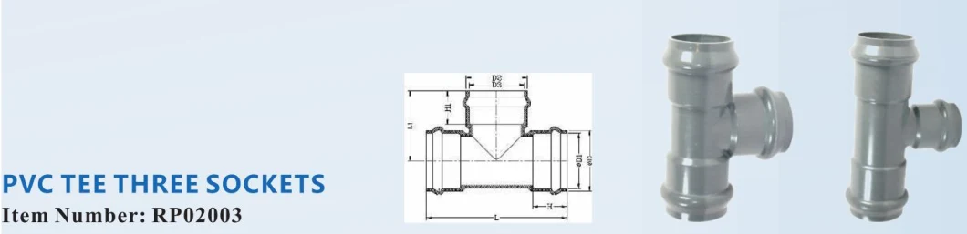 200mm High Quality Pn10 Plastic Fittings UPVC Reducing Tee for Water Supply or Agricultual Irrigation