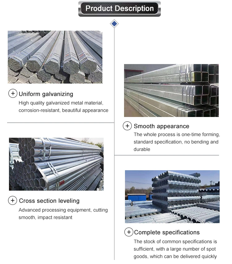 High Quality ASTM A252-1998 ASTM A450-1996 6mn A53 (A, B) Q235 Q345cq195 6m 48mm 60mm Galvanized Pipes