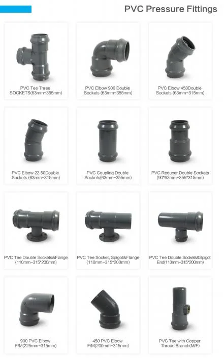 200mm High Quality Pn10 Plastic Fittings UPVC Reducing Tee for Water Supply or Agricultual Irrigation