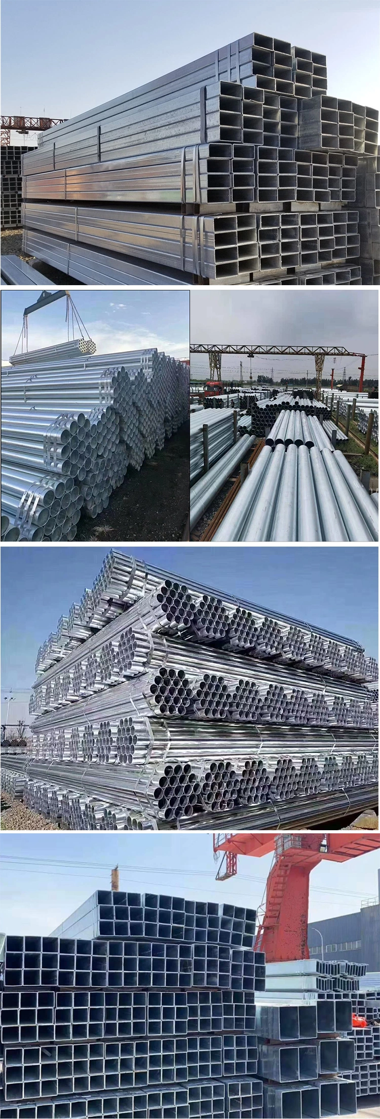 ASTM A106 A36 A53 1.0033 BS 1387 Ms ERW Hollow Steel Pipe Gi Hot DIP EMT Welded Square Rectangle Galvanized Steel Pipe Tube