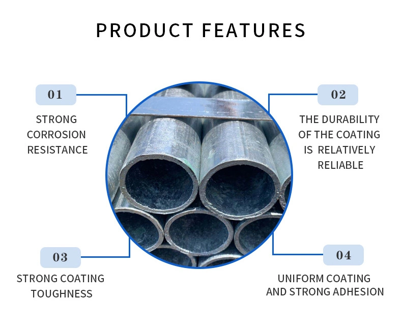 1.8mm 2.0mm Gp Tube with 6 Meter Length BS1387 Zinc Coating Galvanized Steel Pipe Round Tubular Iron Hollow Section