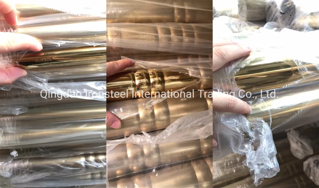 304L 316L Welded Stainless Steel Pipe Golden Plated Stainless Steel Ornamental Pipe Mirror Polishing Golden Color Stainless Steel Decorative Tube