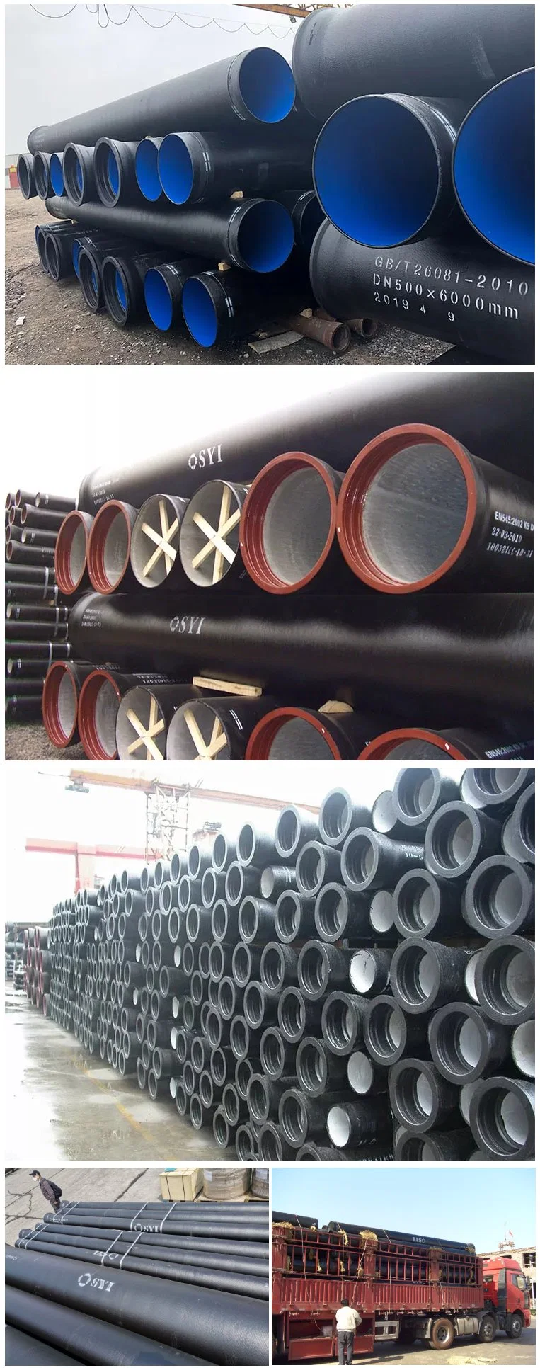 China Black Bitumen Coated Paint Class K7 K8 K9 K10 Ductile Iron Casting Pipe for Drinking Water