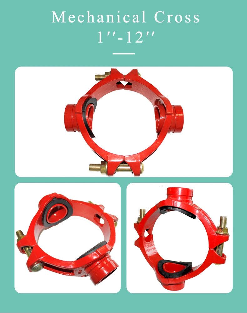 Fire Fighting Grooved Rigid / Flexible Couplings and Fittings Mechanical Tee/Elbow/Cross/Flange/Reducer/Cap/Reducing Tee