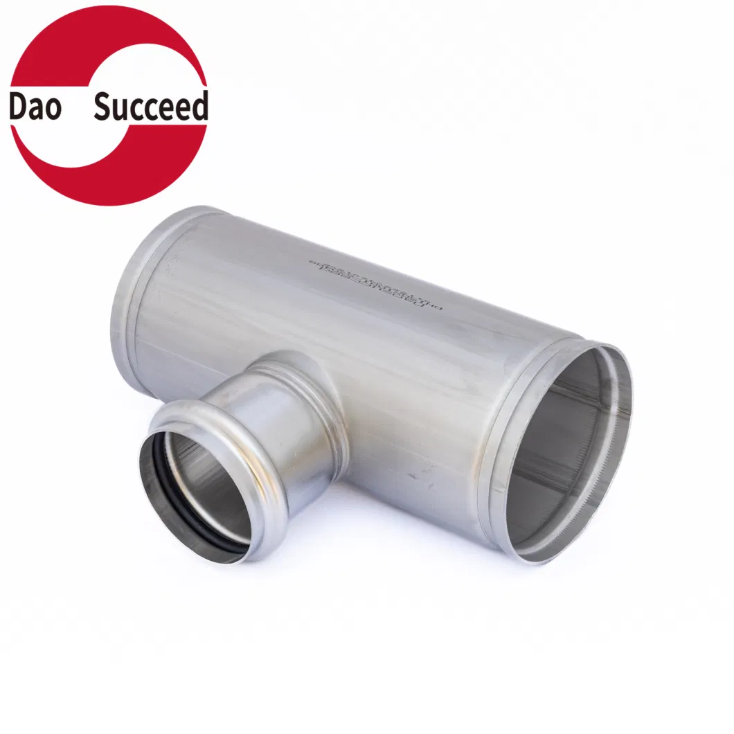 304 316L Stainless Steel Grooved Polish or Pickling Reducing Tee for Water Pipe System