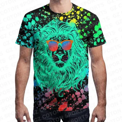  Custom Sublimation Unisex 3D patrón Printed Short Sleeve Camiseta de poliéster Camisetas de gráficos informales