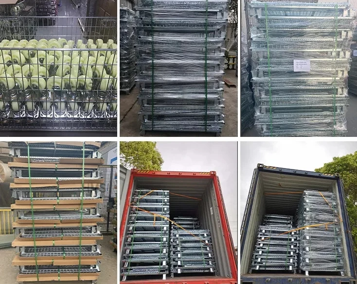 Tianjin Factory Welded Industrial Warehouse Metal Wire Storage Cage with Wheels