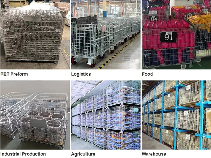 Tianjin Factory Welded Industrial Warehouse Metal Wire Storage Cage with Wheels