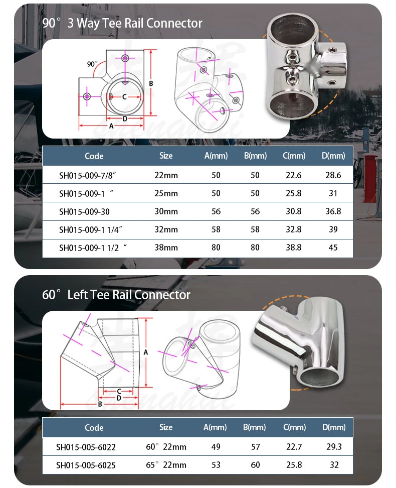 Boat Hand Rail Fitting Pipe Hand Rail Fitting 110 Degree Elbow for Boat