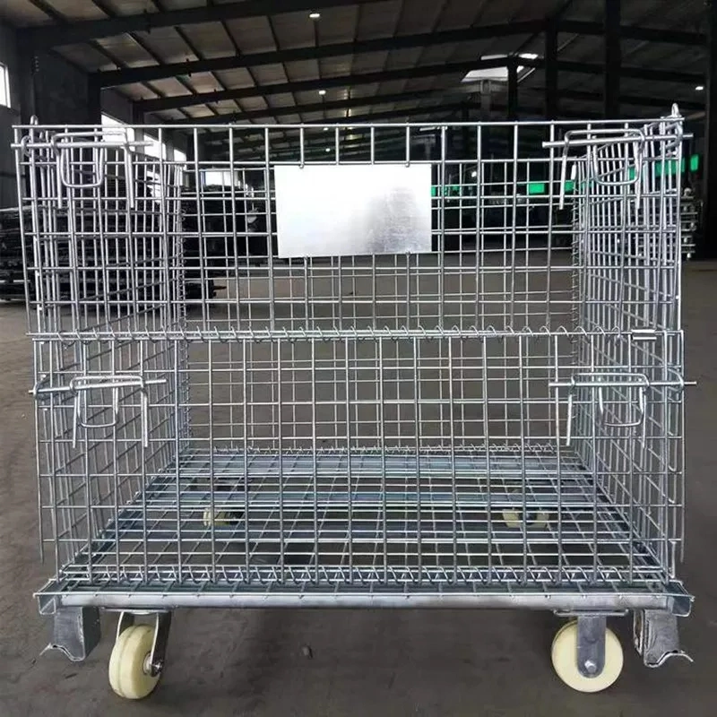 Tianjin Factory Welded Industrial Warehouse Metal Wire Storage Cage with Wheels