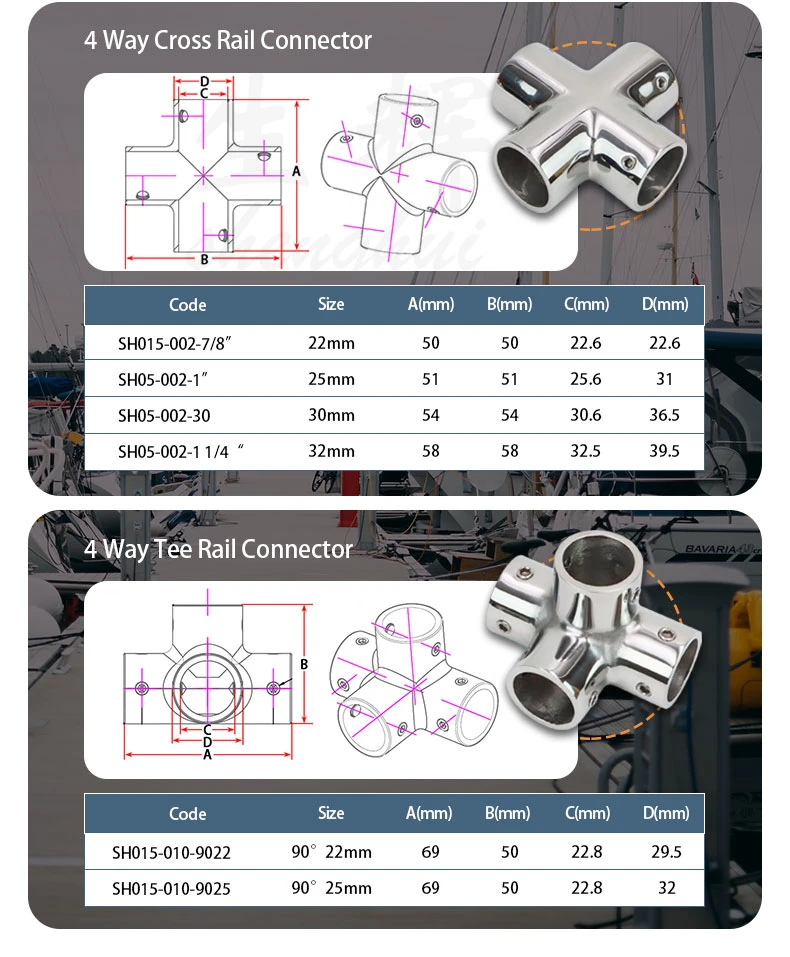 Boat Hand Rail Fitting Pipe Hand Rail Fitting 110 Degree Elbow for Boat