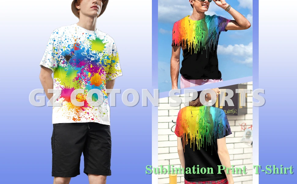 Custom Sublimation Unisex 3D Pattern Printed Short Sleeve Polyester T-Shirts Casual Graphics Tees