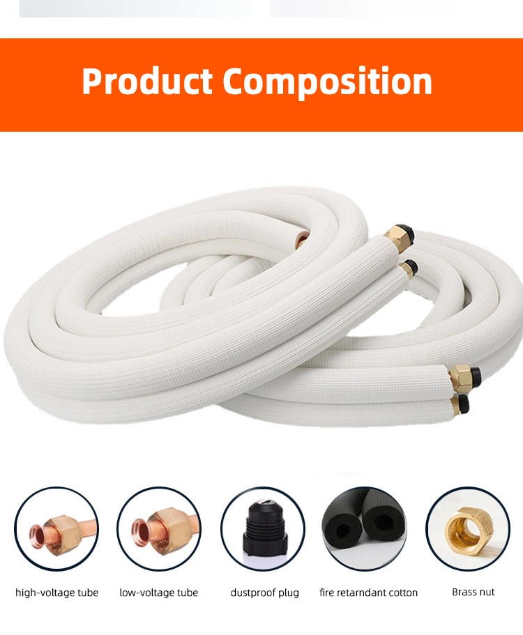 Refrigeration Parts Air Conditioning Connection Rubber HVAC Line Sets Air Conditioner Insulated Tube Copper Pipe