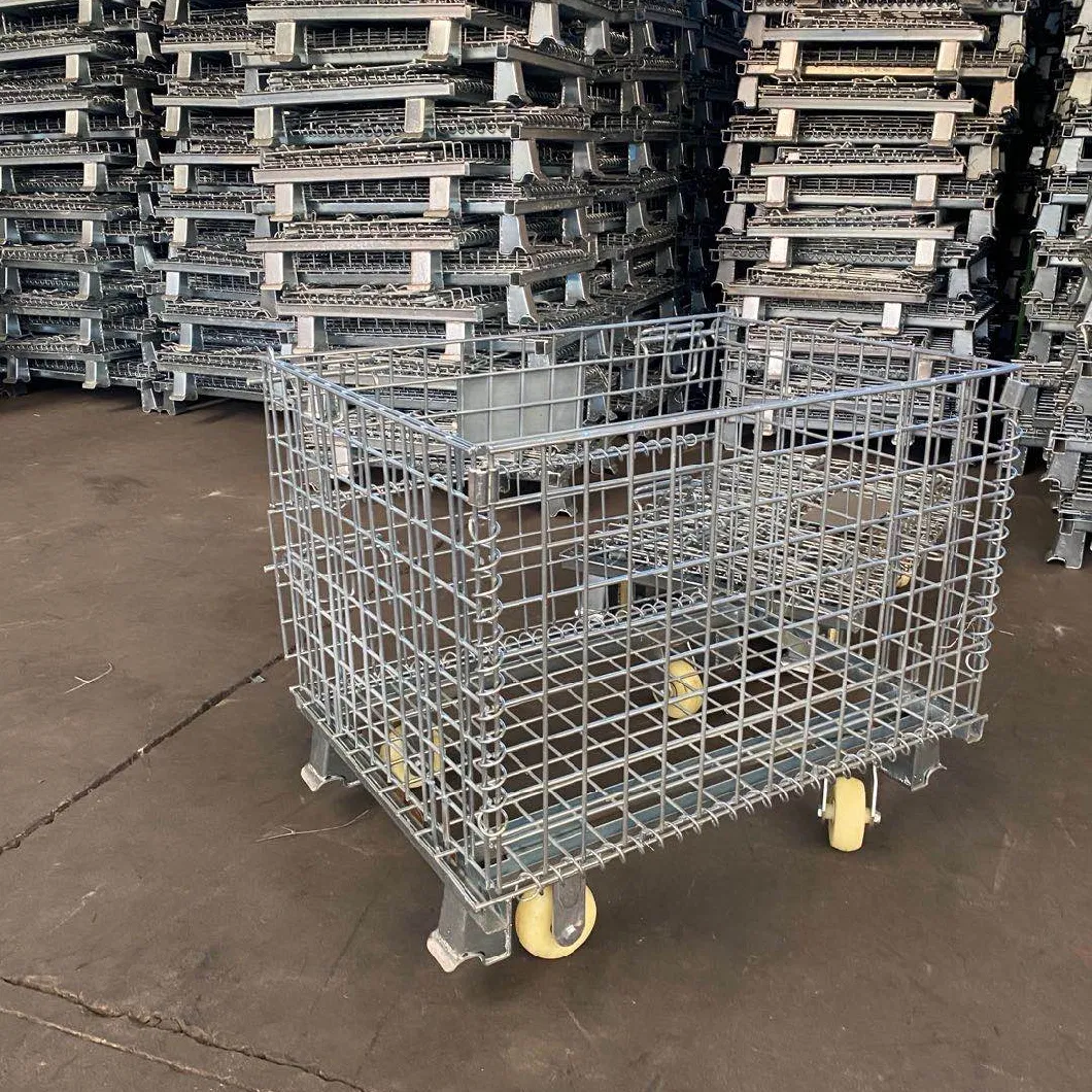 Tianjin Factory Welded Industrial Warehouse Metal Wire Storage Cage with Wheels