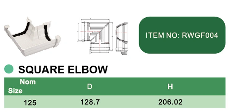 Era Kitemark CE UPVC Tube Fittings Rainwater Square Elbow Left