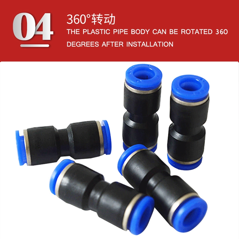 PU Series Straight 2 Way Plastic Pneumatic Fittings Quick Coupling Fitting Tube-to-Tube Push in Fitting