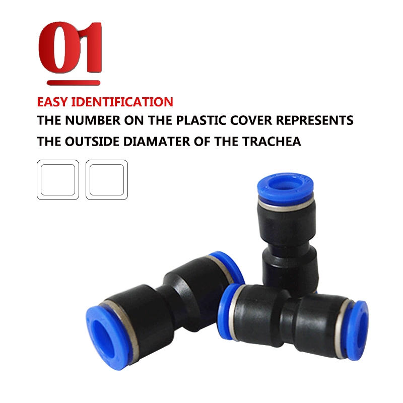 PU Series Straight 2 Way Plastic Pneumatic Fittings Quick Coupling Fitting Tube-to-Tube Push in Fitting