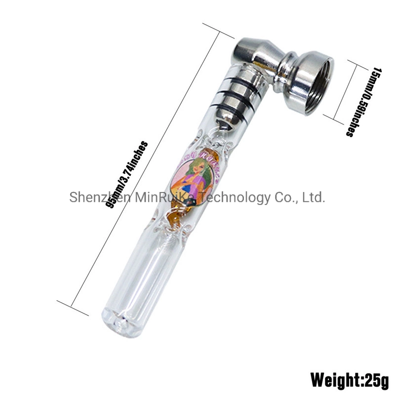 Lady Horent Pink Girl Series Glass Pipe with Built-in Colored Diamonds Colored Diamond Glass Pipe