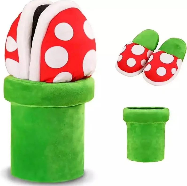 Newest Custom Piranha Plants Plush Funny with Pipe Pot Holder Stuffed Animals Plush Slippers