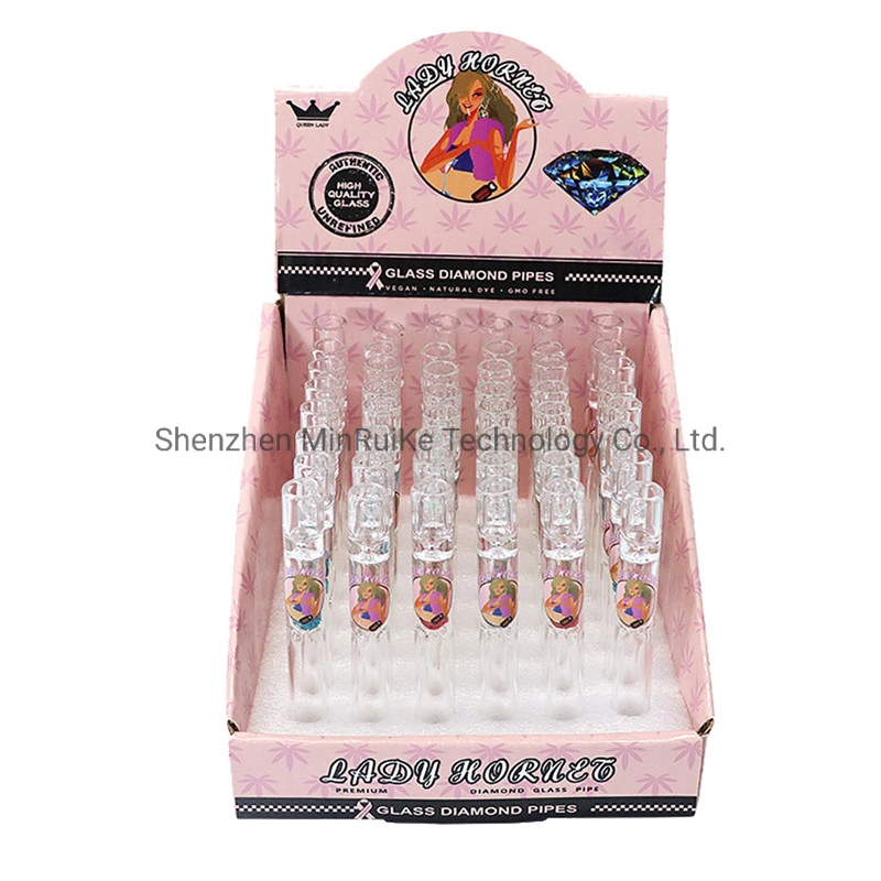 Lady Horent Pink Girl Series Glass Pipe with Built-in Colored Diamonds Colored Diamond Glass Pipe