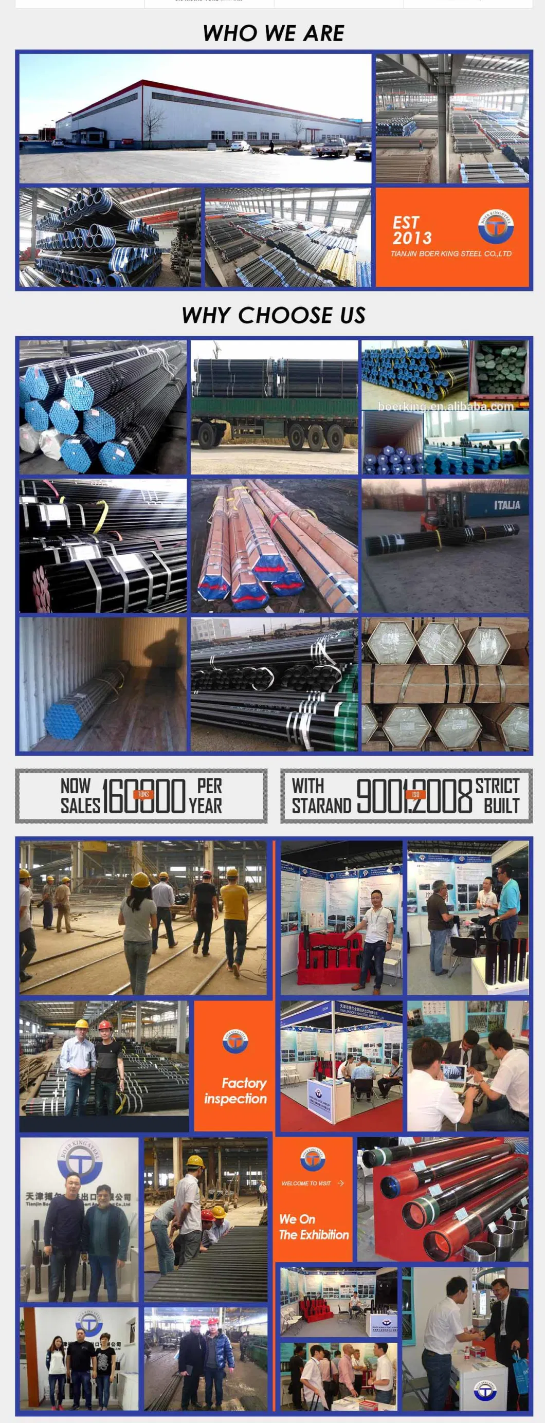 DIN17175 X42 X50 X60 ASME SA213 Carbon Seamless Steel Pipe ASTM A106 20crmo Alloy Seamless Steel Tube for Steel Structure