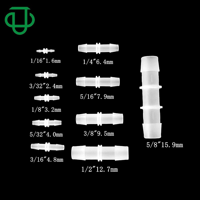 Factory Diretc 1/16&quot; to 1/2&quot;ID Tubing Hose Barb Equal Reducing Tube Connector Plastic Fitting