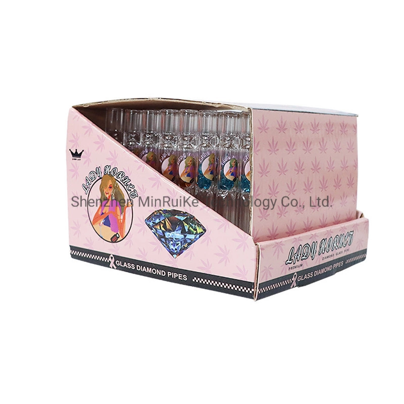 Lady Horent Pink Girl Series Glass Pipe with Built-in Colored Diamonds Colored Diamond Glass Pipe