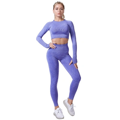 Women Vital Seamless Yoga Set Gym Clothing Fitness Leggings+Cropped Shirts Sport Suit Women Long Sleeve Tracksuit Active Wear