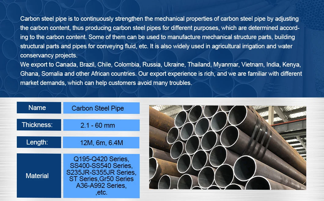 ASTM A53 API 5L Round Square Rhs Carbon Black Paint Seamless Welded Carbon Steel Pipe Tube