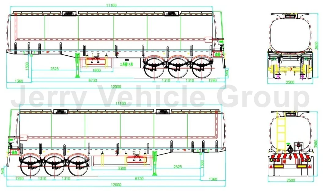 3 Axles 30000/40000/50000 Liters Oil/Diesel/Gasoline/Crude/Water/Milk/ Tanker Trailer