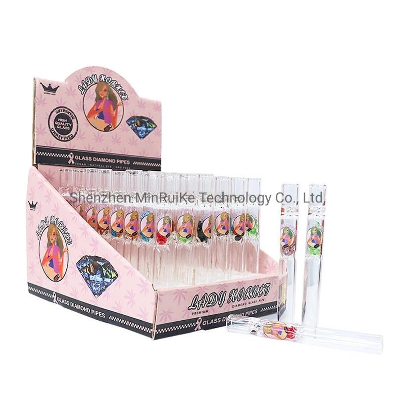 Lady Horent Pink Girl Series Glass Pipe with Built-in Colored Diamonds Colored Diamond Glass Pipe