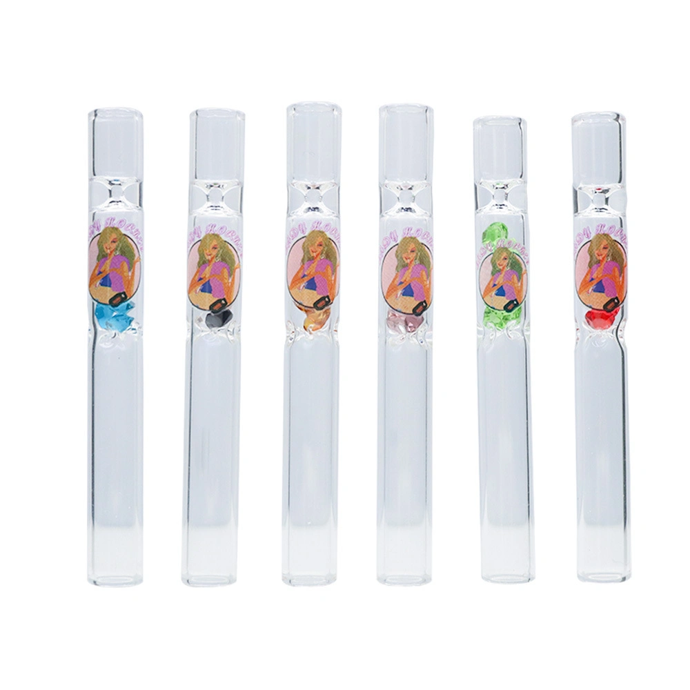 Lady New Glass Pipe with Colored Diamond Hand Smoking Pipe