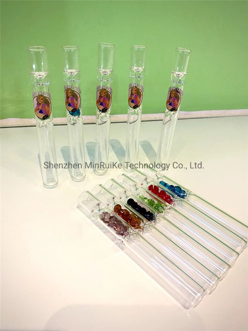 Lady Horent Pink Girl Series Glass Pipe with Built-in Colored Diamonds Colored Diamond Glass Pipe