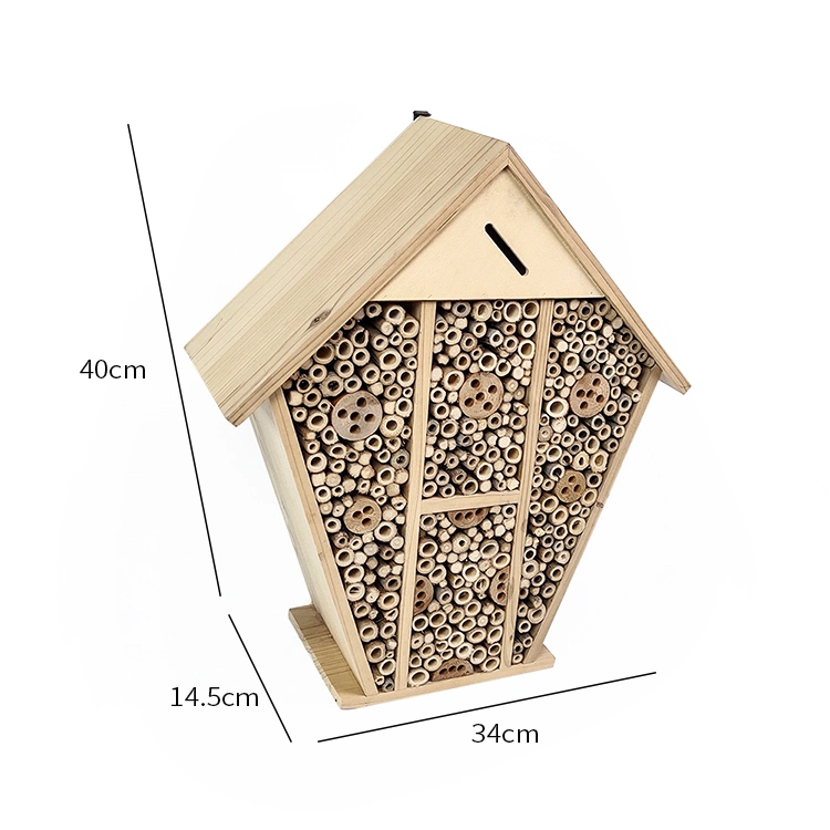 Custom High Quality Fish Shape Solid Wood Insect Hotel with Bamboo Tubes