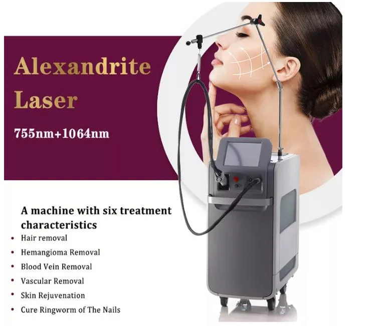 2023 Alex Laser 755nm 1064nm Alexandrite YAG Nitrogen Skin Cooling Fiber Conducted Laser Permanent Hair Removal Alexandrite Laser