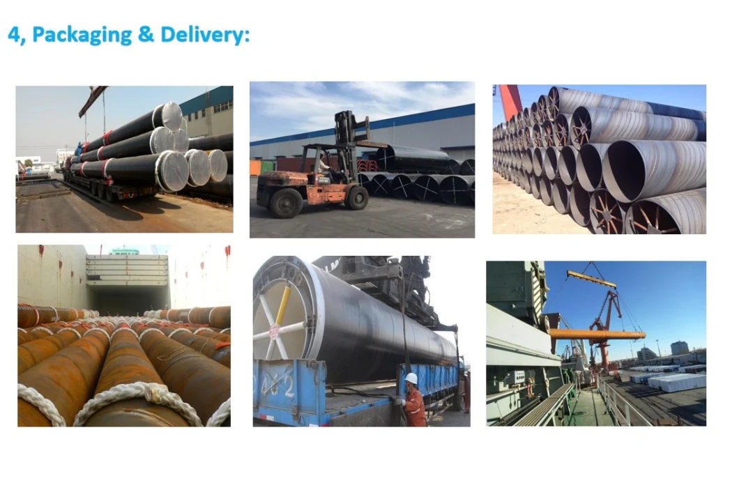 ASTM A252 Gr. 3, A53/A106 API5l Gr. B Big Od, Spiral Welded Steel Pipe, SSAW Pipe