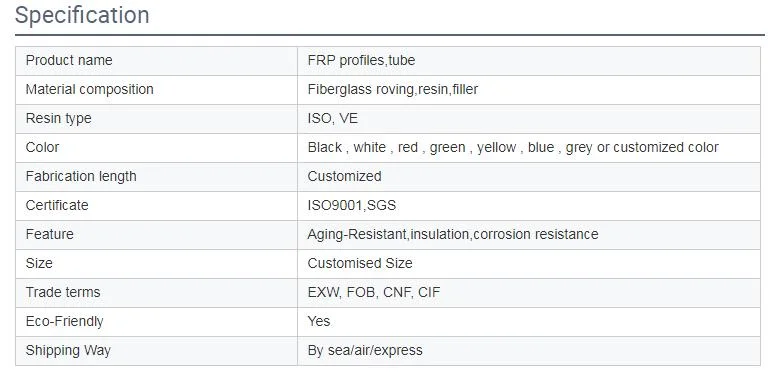 Fiberglass Profile C Size Customized FRP Pultrusion Section