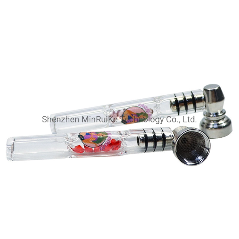 Lady Horent Pink Girl Series Glass Pipe with Built-in Colored Diamonds Colored Diamond Glass Pipe