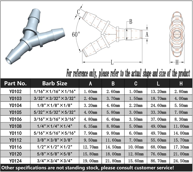 Factory Diretc 1/16&quot; to 1/2&quot;ID Tubing Hose Barb Equal Reducing Tube Connector Plastic Fitting