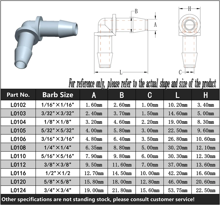 Factory Diretc 1/16&quot; to 1/2&quot;ID Tubing Hose Barb Equal Reducing Tube Connector Plastic Fitting