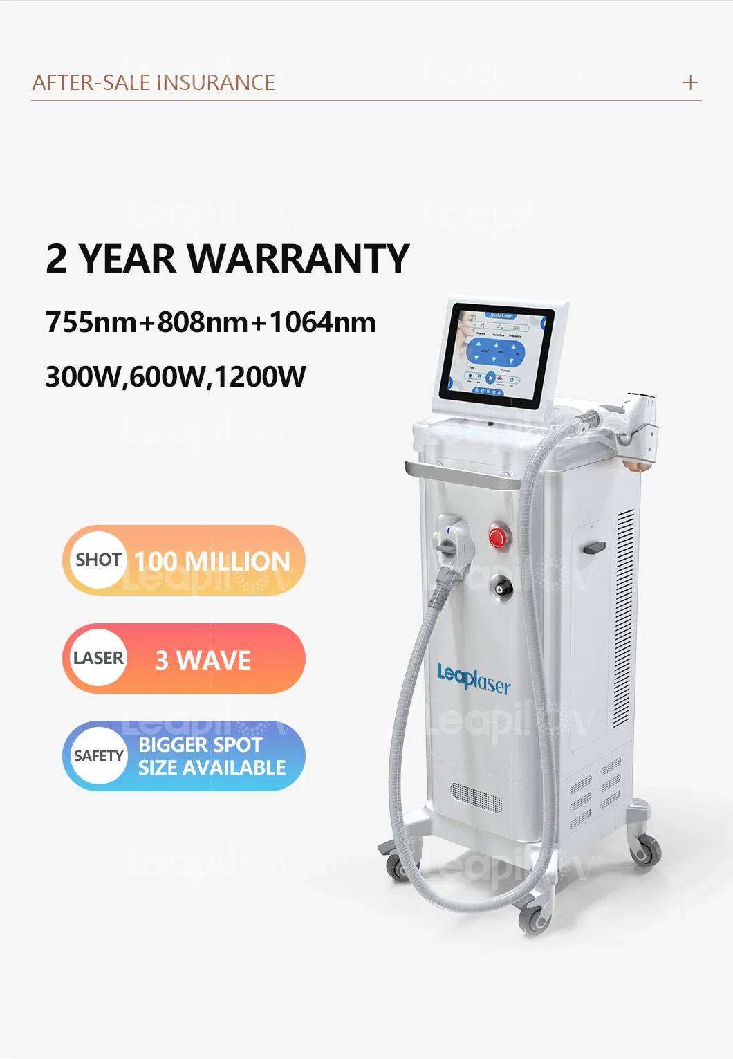 Laser 755nm Alexandrite 1064nm ND YAG with Nitrogen Cooling Fiber Conducted Laser for Salon