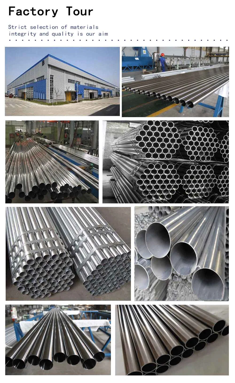 Stainless Steel Tube Pipe Ss Hr CD Seamless Welded ERW TIG ASTM ASME JIS SUS 201 202 301 304 304L 316 316L 410 254smo Saf2205