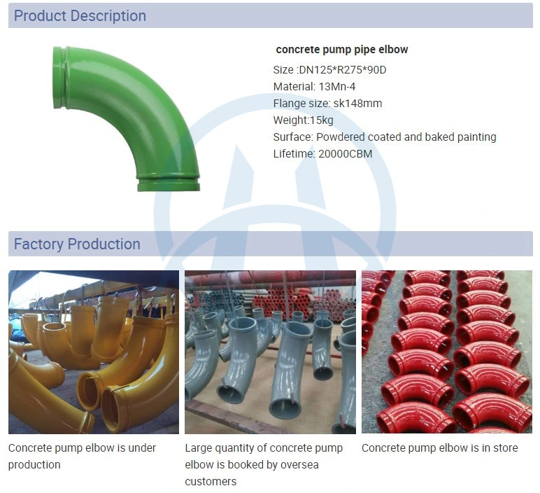 90d Concrete Pump Boom Elbow Used for Concrete Truck Pumps