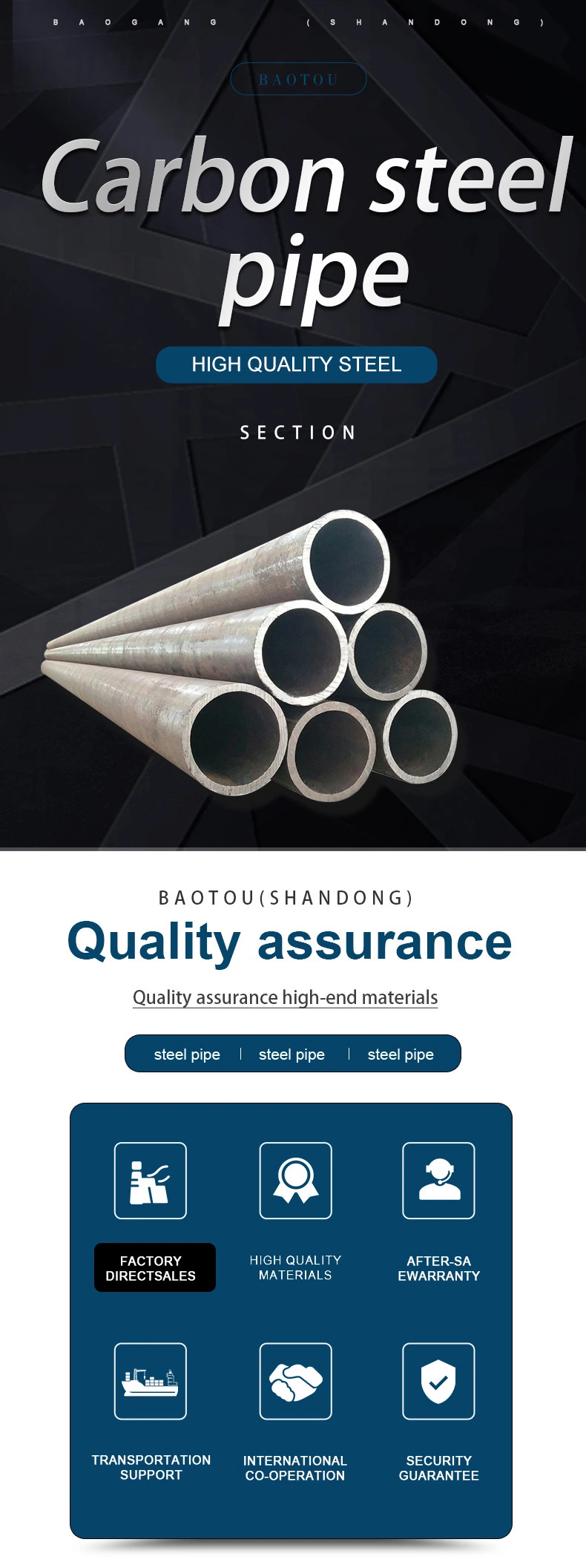 ASTM ISO A53 A106 A333 Sch40 Q235 Q195 LSAW Hot Rolled/Cold Drawn Round Black Surface Line Casing Alloy Seamless Welded Ms Carbon Steel Pipe for Construction