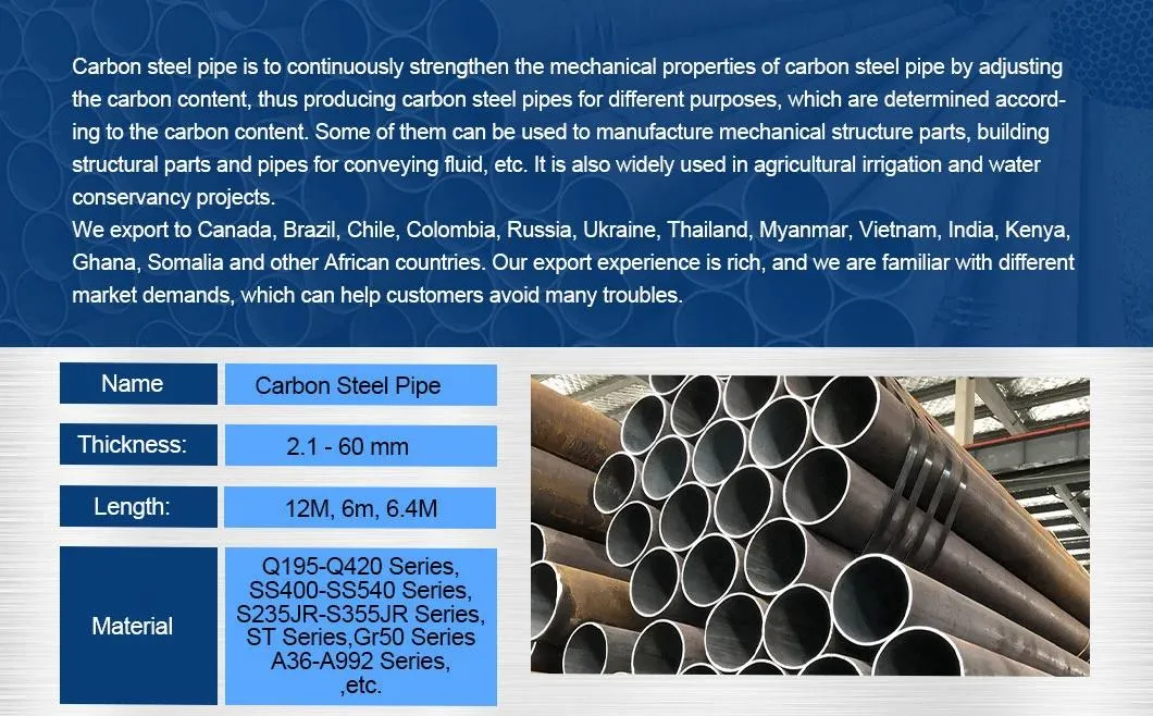 ASTM Q235B A36 Schedule 40 Construction 14 20 24 30 Inch Black Round Tube Seamless Carbon Steel Pipe