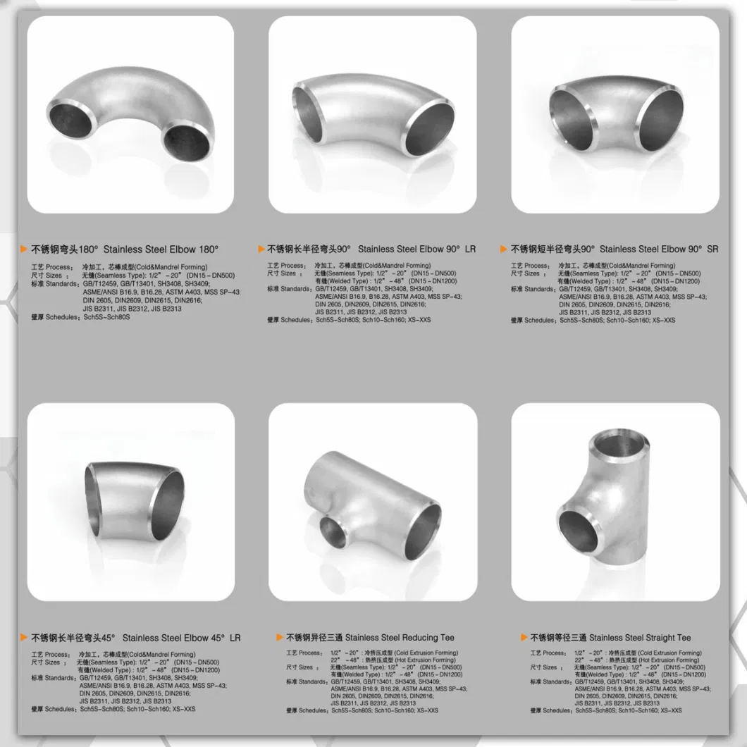 Stainless Steel Industrial Grade Sch 80s 2to1 Corrosion Resistant Amse Bw Pipe Fittings Bend Smls Elbow for Oil and Gas