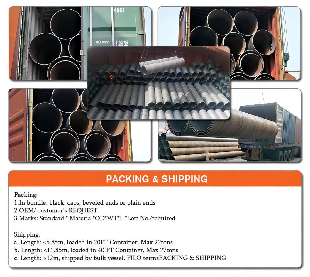 Internal and External Coating Spiral Anticorrosion Tube SSAW Sawh Fbe 2PE 3PE 2PP 3PP Antiseptic Steel Pipe