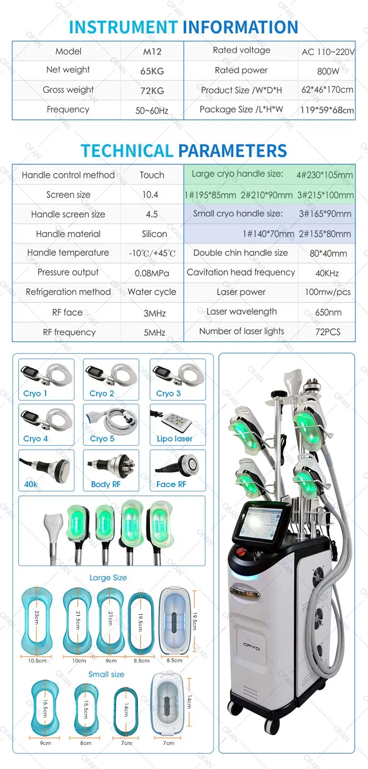 Ofan Esthetician Equipment Adelgazar Radio Frequency Kryo Kriolipoliza Tech Cool Plus Cryolipolysis Machine