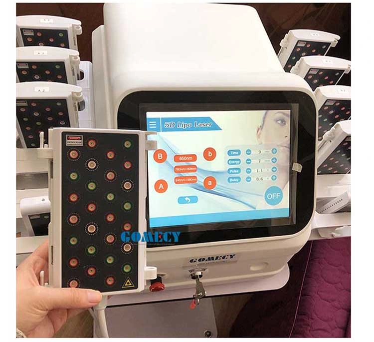 Gomecy 5D Cold Laser Machine 650nm +780nm&808nm+940nm&980nm Lipo Dissolving Fat Loss Cold Laser Slimming Machine 532nm 635nm Wavelength Lights