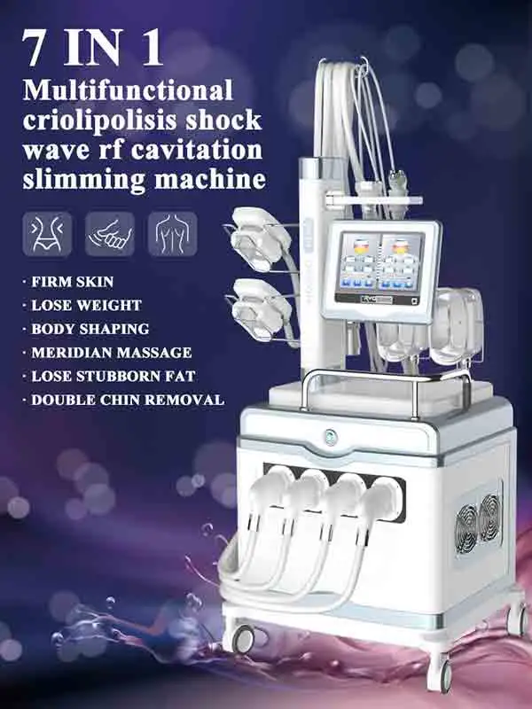 7 in 1 Shockwave Acoustic Wave Cryopad Equipment Cryolipolysis Cool Tech Fat Freezing Machine Cool Cryolipolysis Machine for Body Shape